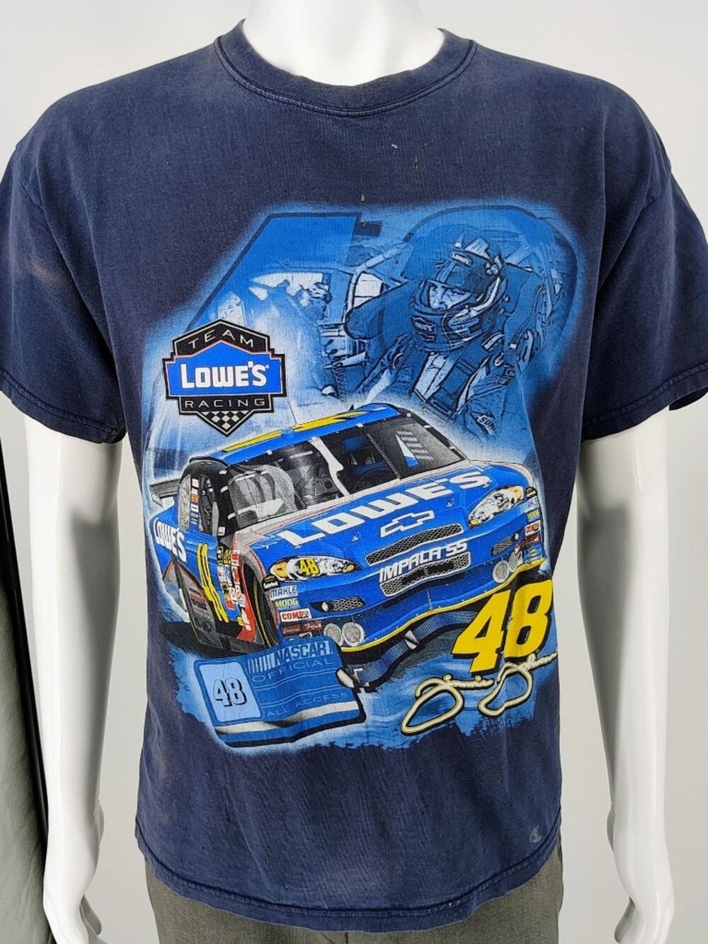 Y2K Thrashed Winner's Circle NASCAR Team Lowe's Racing Jimmy Johnson Shirt -L/XL